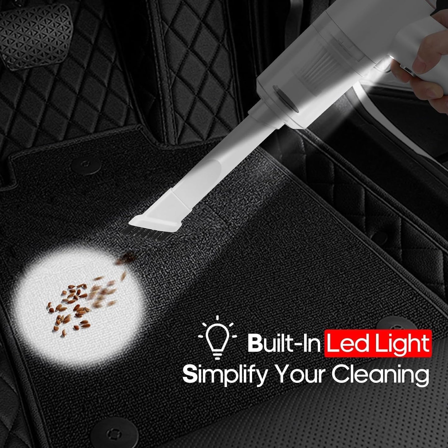 Mini Vacuum Cleaner for Car, 2 in 1 Wireless Handheld with Brushless Motor, High Power 120W Rechargeable