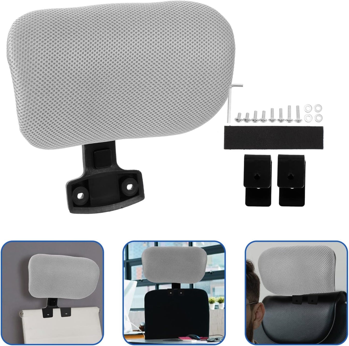 NUOBESTY Adjustable Mesh Headrest Attachment - Office Chair Neck Support Cushion for Universal Chairs