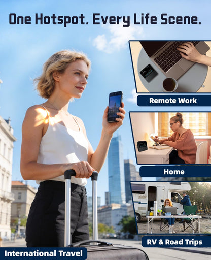 FREEBOT Mobile Hotspot - 4G LTE Portable WiFi for Travel in 150+ Countries, Pocket WiFi Router 10-Device, 5000mAh Battery & No Contract/SIM, 5GB Global (90 Days) for Business, Trips & Outdoors