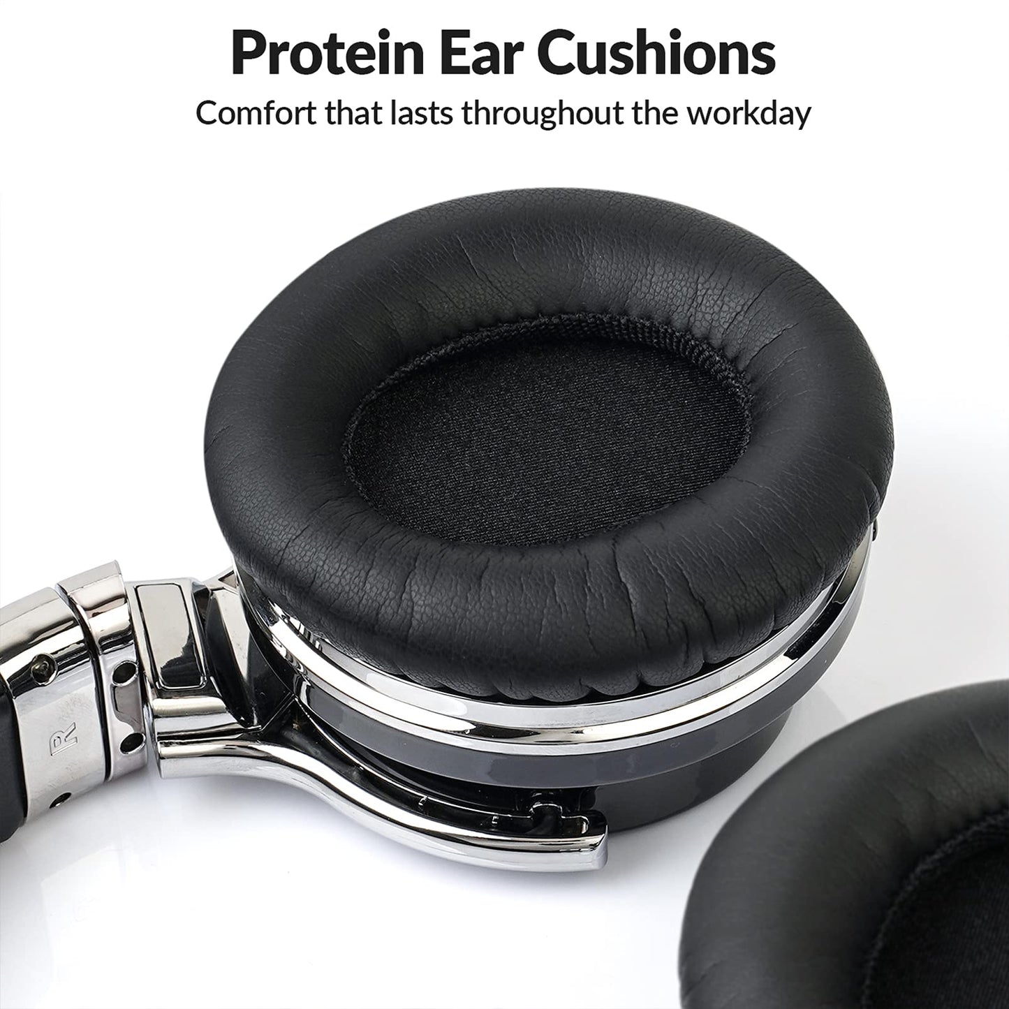 Silensys E7 Active Noise Cancelling Headphones Wireless Bluetooth Headphone with Microphone Deep Bass Over Ear, Comfortable Protein Earpads, 30 Hours Playtime for Travel/Work, Black