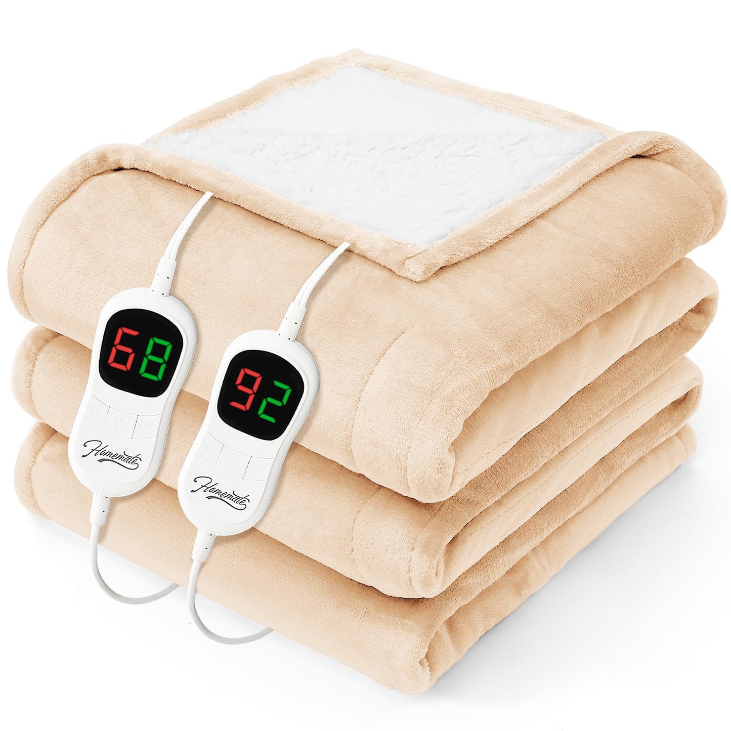 Homemate Electric Heated Blanket Twin - 62"x84" Heating Bed Blankets Throw with 10 Heating Levels 8 Hours Auto Off Fast Heating Over-Heated Protection Ultra Soft Warm Flannel ETL Certified Grey
