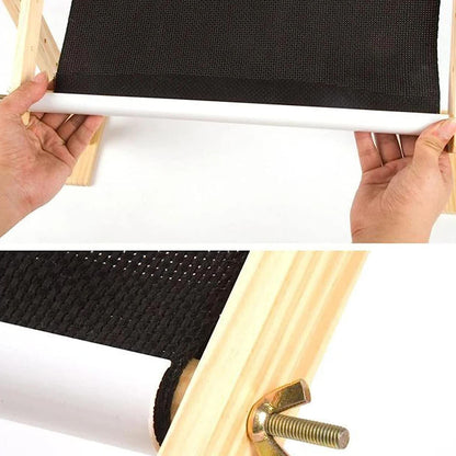 ELUKHT Cross Stitch Frame Stand, Wooden Adjustable Tapestry Frame Embroidery Stand, with Tool Box, Wide Base Design, for Arts Crafts Sewing Needlework