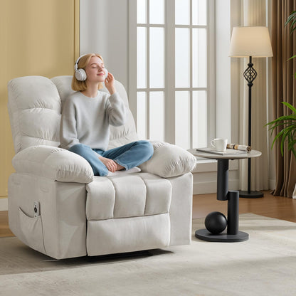 Garvee 21.4in Wide Recliner Chair,Massage & Heat Recliner Chair for Adults,Home Theater Seating with Lumbar Support,Ergonomic Breathable Fabric Nursery Rocking Chairs for Living Room