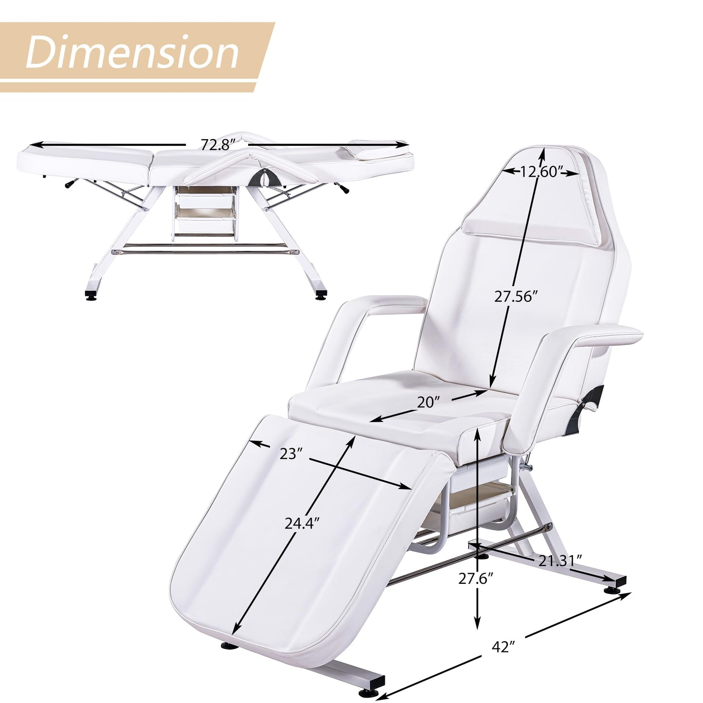 HeureuxBoBo Massage Salon Tattoo Chair, 3-in-1 Adjustable Facial Bed, Massage Table with Hydraulic Stool, Multi-Purpose Esthetician Bed for Beauty Spa, Barber, Lash & Tattoo Service