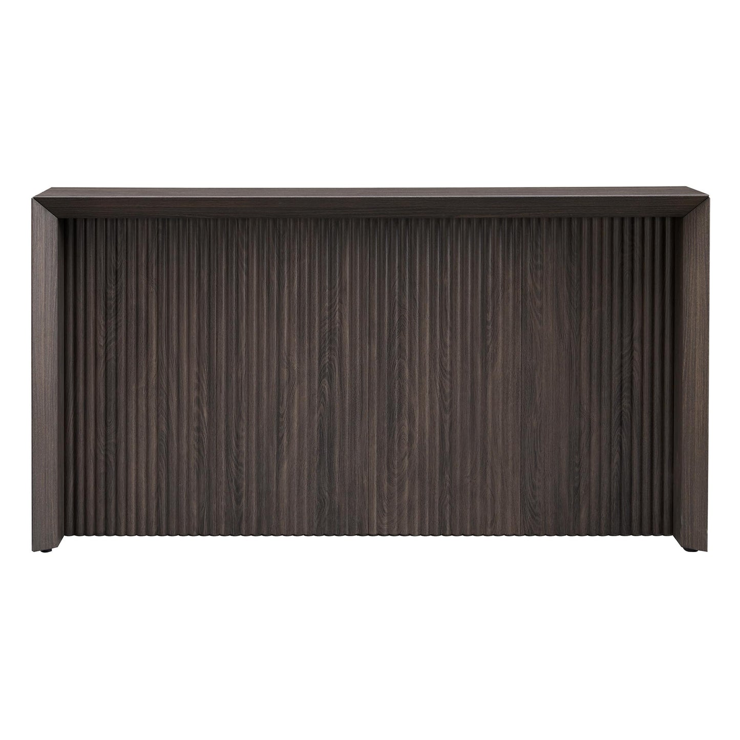 Henn&Hart 56" Fluted Rectangular Console Table Ribbed Entryway Table, Sofa Table for Entryway, Living Room, Couch, Hallway, or Office, Rich Brown
