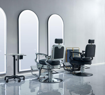 McDooFly Barber Chair Heavy Duty 700 lbs - Salon Chair for Hair Stylist - Black Reclining Barber Chairs for Barbershop - Salon Tattoo Shampoo Beauty Massage Equipment