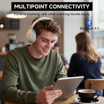 T-fun Active Noise Cancelling Headphones, 65H Bluetooth Headphones, Custom EQ via App Headphones Wireless with Mic, Bluetooth 6.0 Foldable Lightweight Headsets for Commuting Travel Work Home