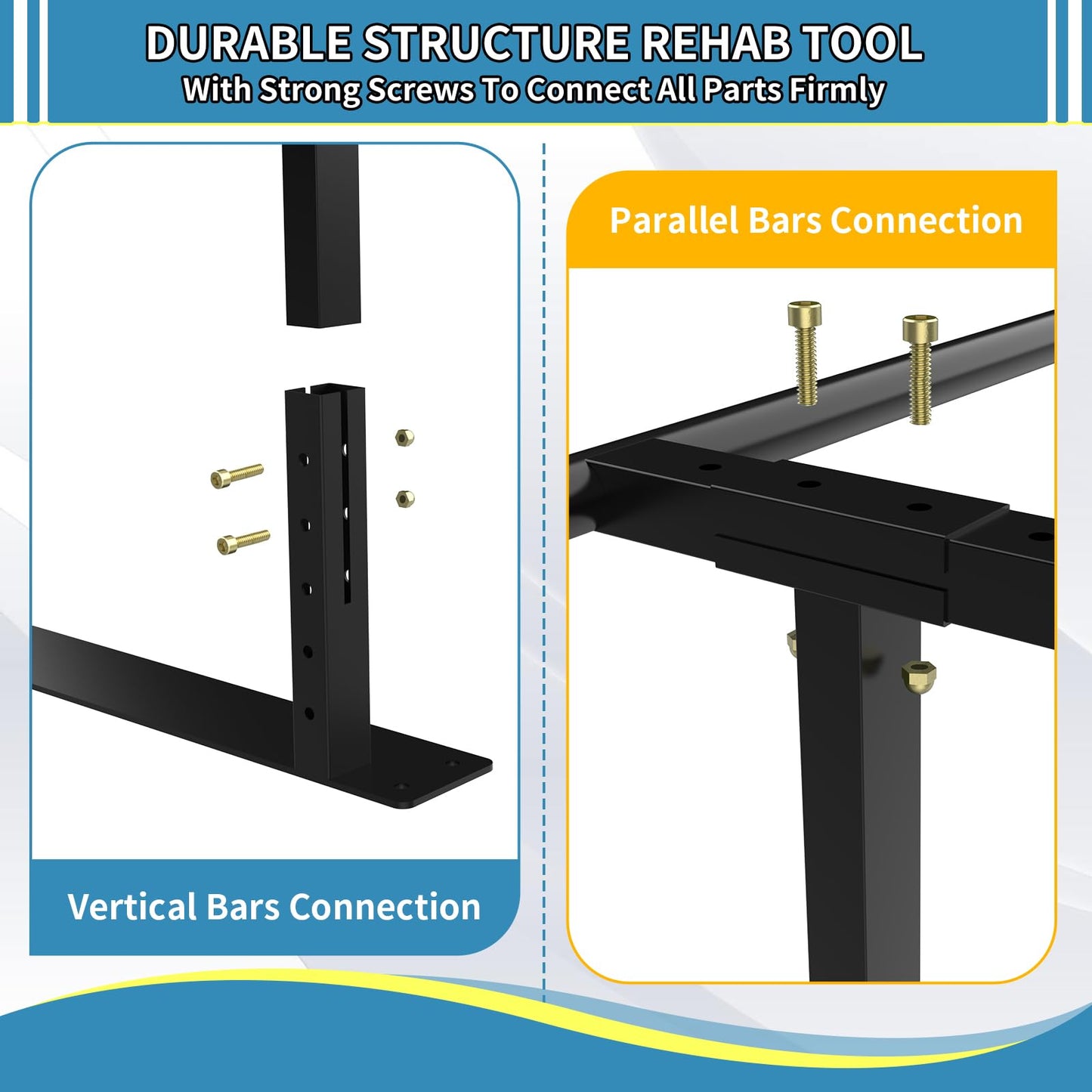 Physical therapy parallel bars, Walking assist bar for rehab & walking balance issues, Adjustable height & width (6FT)