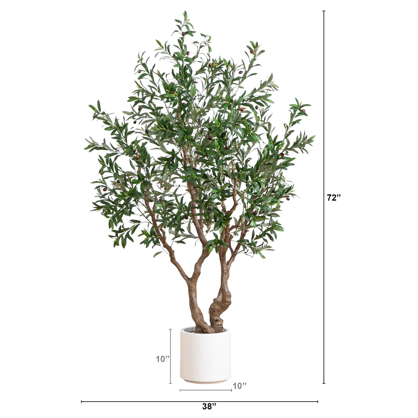 Nearly Natural 6ft. Artificial Grand Olive Tree in White Decorative Planter