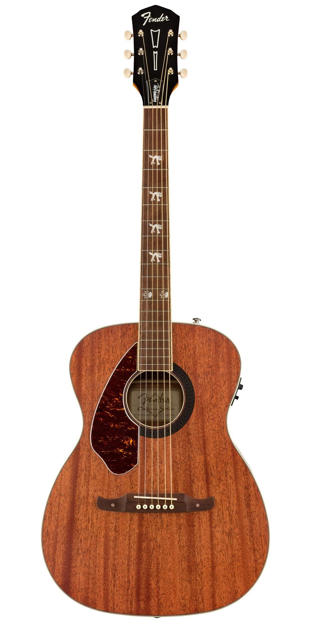 Fender Tim Armstrong Hellcat Concert Acoustic-Electric Guitar - Left-Handed Natural Bundle with Strings, Strap, Picks, and Austin Bazaar Instructional DVD