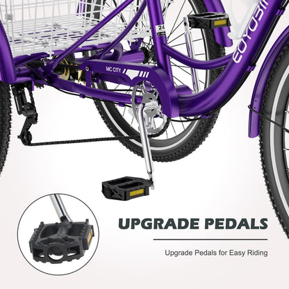 ABORON Adults Tricycle, 3 Wheels Bike for Adult, Tricycle for Adults, Double-Wall Wheel Rims, Tricycle for Women Men Exercise Outdoor Sports