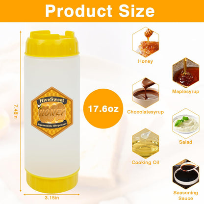 18 Oz 2 Pack Honey Jar Honey Dispenser No Drip For Double Ended Squeeze Syrup Dispenser For Home Kitchen
