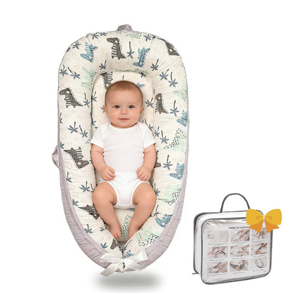 Skiennix Infant Support Cushion - Breathable Organic Cotton Tummy Time Mat | Portable Baby Floor Cushion - Dinosaur World