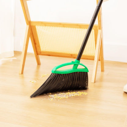 HileSwan 2 Pack Heavy Duty Brooms, 55" Long Handle Indoor Outdoor Angle Broom Set, Household Commercial Floor Cleaning, for Sweeping Home, Kitchen, Deck, Garage, Patio - Green