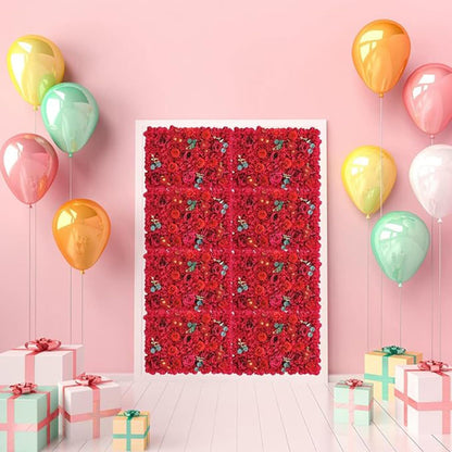 GOUZIBHD 6 Pack Flower Wall Panel Backdrop 24 X 16inch Artificial Flower Wall Mat Silk Rose Floral Panel for Wedding Party Bridal Shower Background Decoration