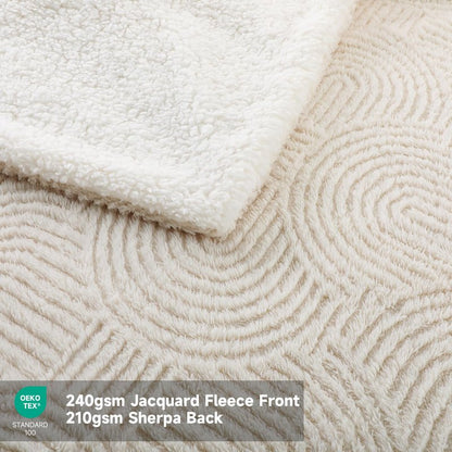 TiMiCalda Heated Throw Blanket Electric - 50"x60" Cozy Soft Jacquard Heating Blanket with 4 Heat Levels & 4 Hours Auto-Off, Electric Throw with Overheating Protection, Warm Gifts, Cream