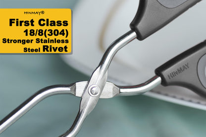 HINMAY Stainless Steel Scissor Tongs Cooking Tongs Set, Set of 3 (Black Handle, 10" 12" 16")