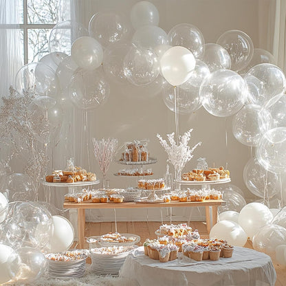 PartyWoo Clear Balloons - 140-Piece Transparent Balloon Arch Kit for Weddings, Graduations & Celebrations | 18", 12", 10", 5" Sizes