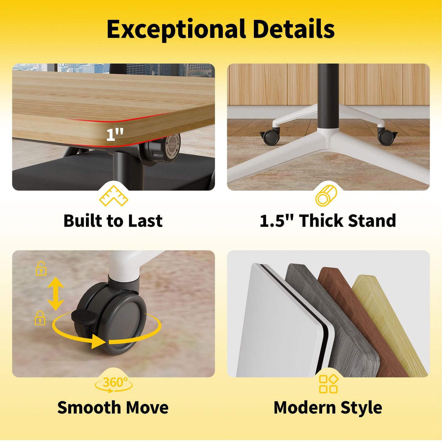 JNMDLAKO Conference Table, Folding Conference Room Tables On Wheels - Mobile Rectangle Large Meeting Seminar Tables,Flip Top Mobile Training Room Table for Office Business Classroom (4, Yellow, 63in)
