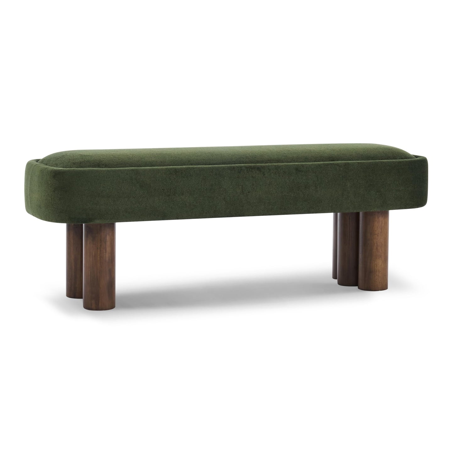 Christopher Knight Home Damas Fabric Upholstered Dining Bench, Wooden Entryway Bench, Long Sofa Footstool for Living Room, Bedroom End of Bed Bench, Olive Green+Walnut