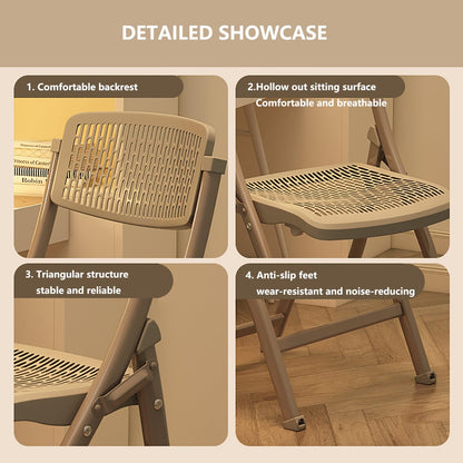 shancyug Folding Chairs 4 Pack, 440 Pound Capacity,Outdoor Chairs with Steel Frame, for Weddings, Parties, Restaurants, Conferences, Patio, Garden(Gray)