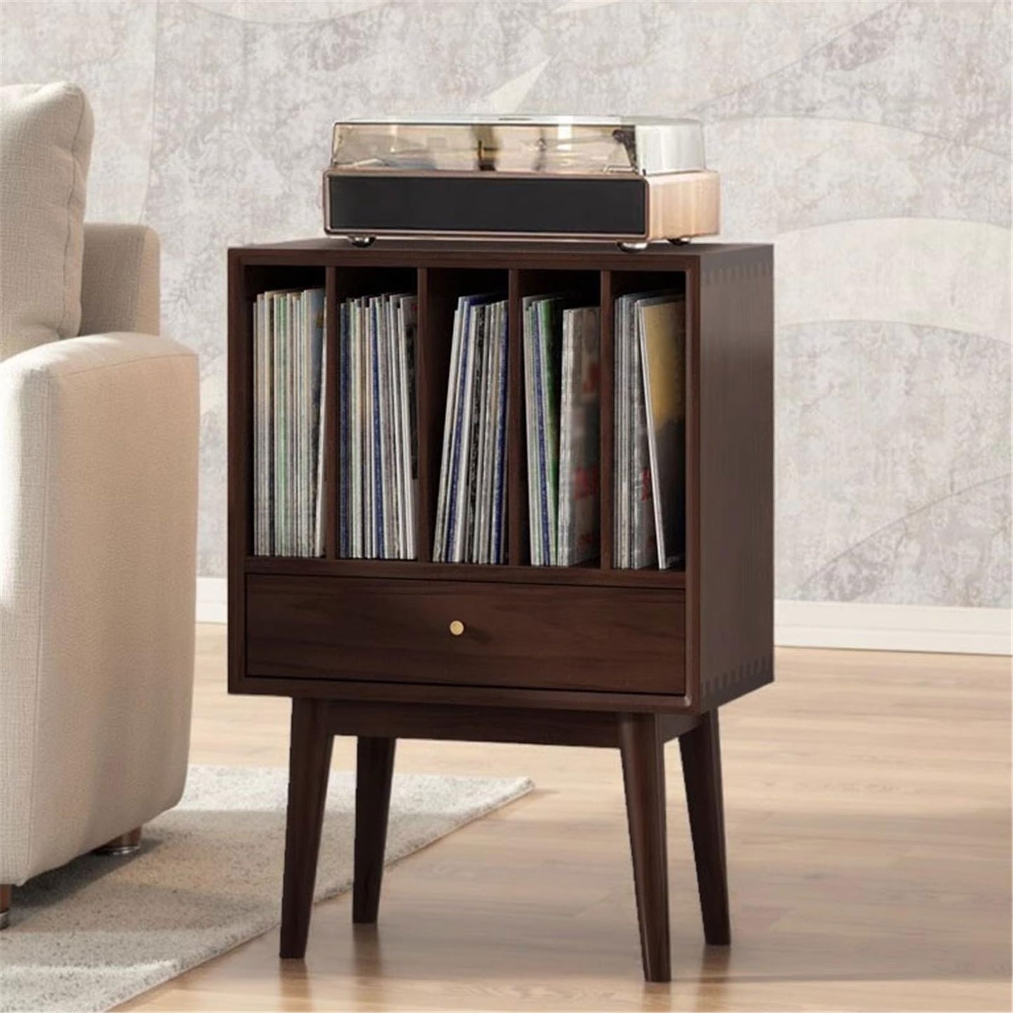 uP9sF2mD DVD Shelf Organizer Vinyl Record Cabinet with Drawers Large Capacity Living Room CD Magazine Storage Rack CD Storage Rack