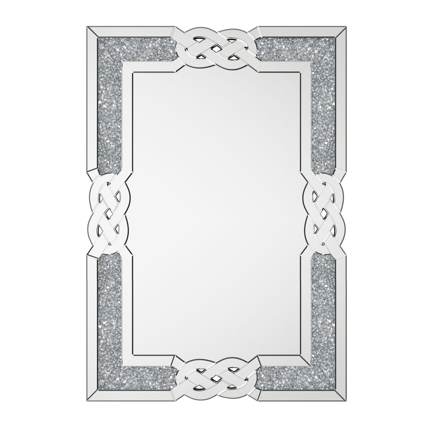 Artloge Crushed Diamond Mirror Silver Vanity Rectangular Wall Decor 36x24 inch