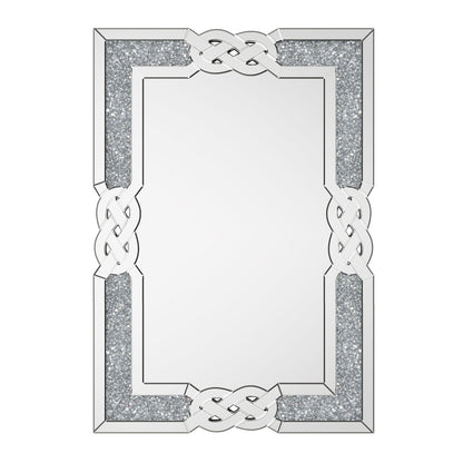 Artloge Crushed Diamond Mirror Silver Vanity Rectangular Wall Decor 36x24 inch