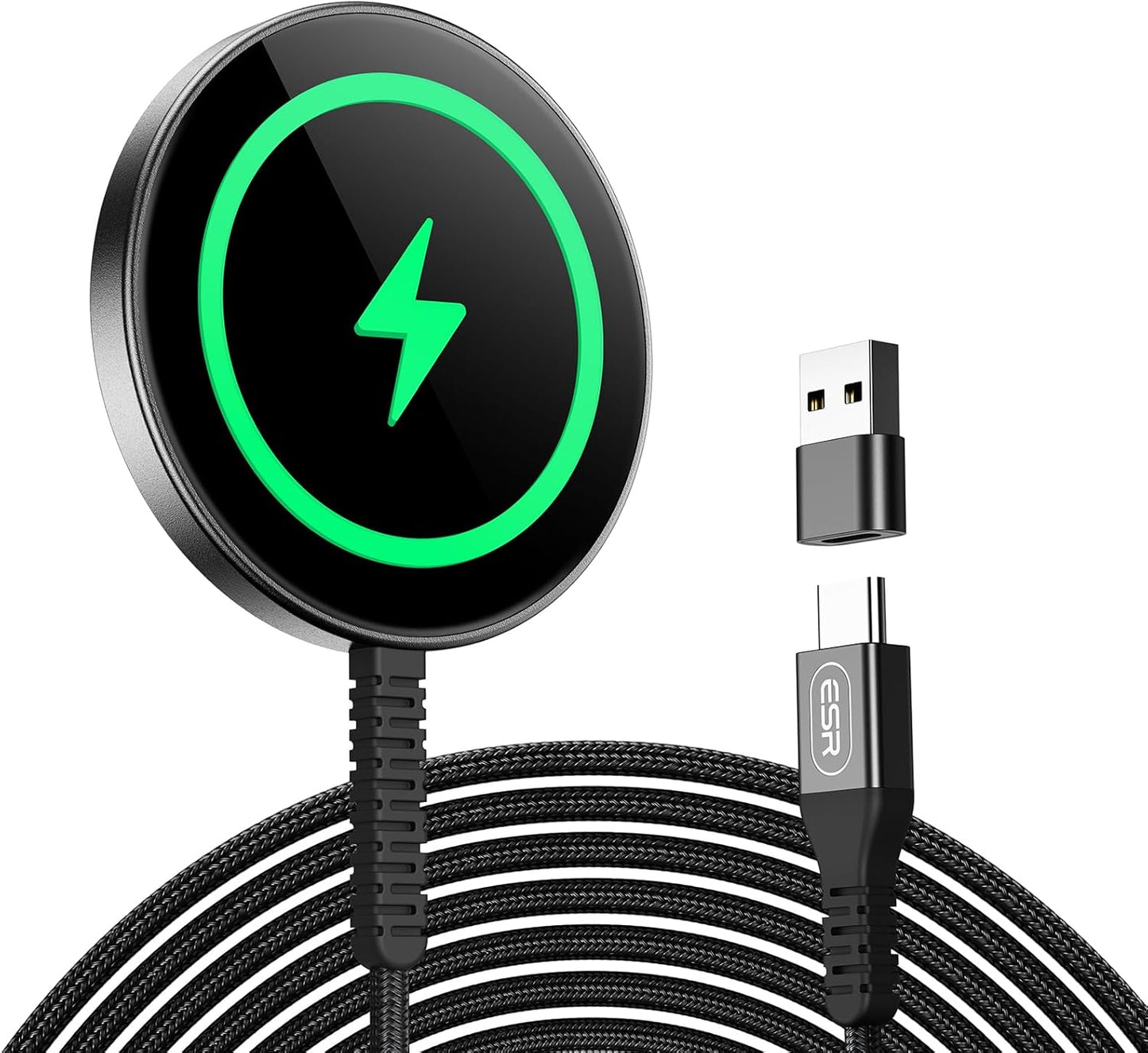 ESR for MagSafe Charger 15W Wireless Charger for iPhone 17/16/15/14/13/12 Apple Magnetic Charging Pad for AirPods 4/3/Pro/Pro 2 Galaxy S25 Series with Dual USB A/C Ports, Black