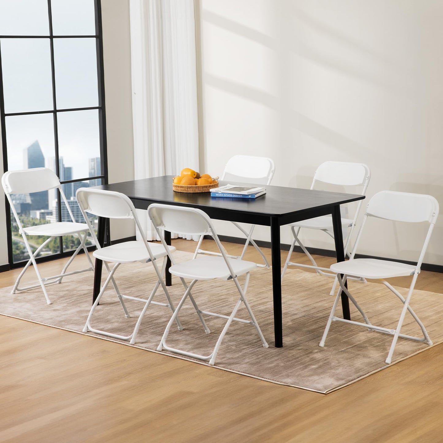 UOCFYK Folding Chairs, Indoor Outdoor Portable Commercial Stackable Plastic Chairs for Parties Weddings and Office Pack of 10, White