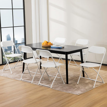 UOCFYK Folding Chairs, Indoor Outdoor Portable Commercial Stackable Plastic Chairs for Parties Weddings and Office Pack of 10, White