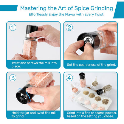 AOZITA 14 Pcs Glass Spice Jars with Spice Labels - 4oz Empty Square Spice Bottles - Shaker Lids and Airtight Metal Caps - Chalk Marker and Silicone Collapsible Funnel Included