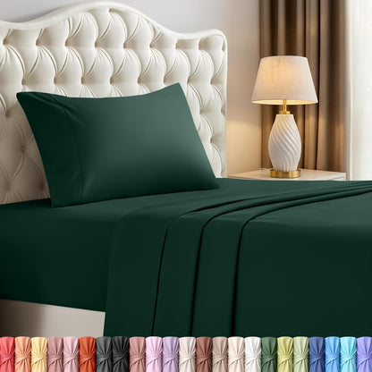Utopia Bedding Twin Sheet Set - Soft Microfiber 3-Piece Bed Sheets for Twin Size Bed | Oeko-Tex Certified (Emerald Green)