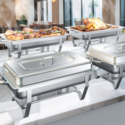 Jacgood Chafing Dishes for Buffet, 4 Pack 8QT Chafers and Buffet Warmers Sets for Parties, Catering, Weddings, Christmas, Events Serving, Silver