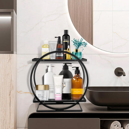 Bathroom Vanity Organizer, Black Perfume Organizer for Dresser, 2 Tier Cosmetic Display Tray for Bathroom Counter