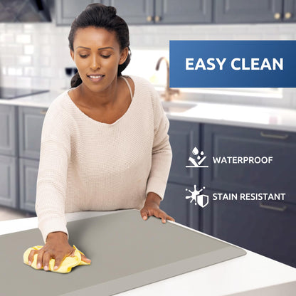 KitchenClouds Kitchen Mat Cushioned Anti Fatigue Rug 17.3"x28" Water Resistant Non Slip Standing Desk Mat Comfort Floor Mats for Kitchen House Sink Office (Khaki)
