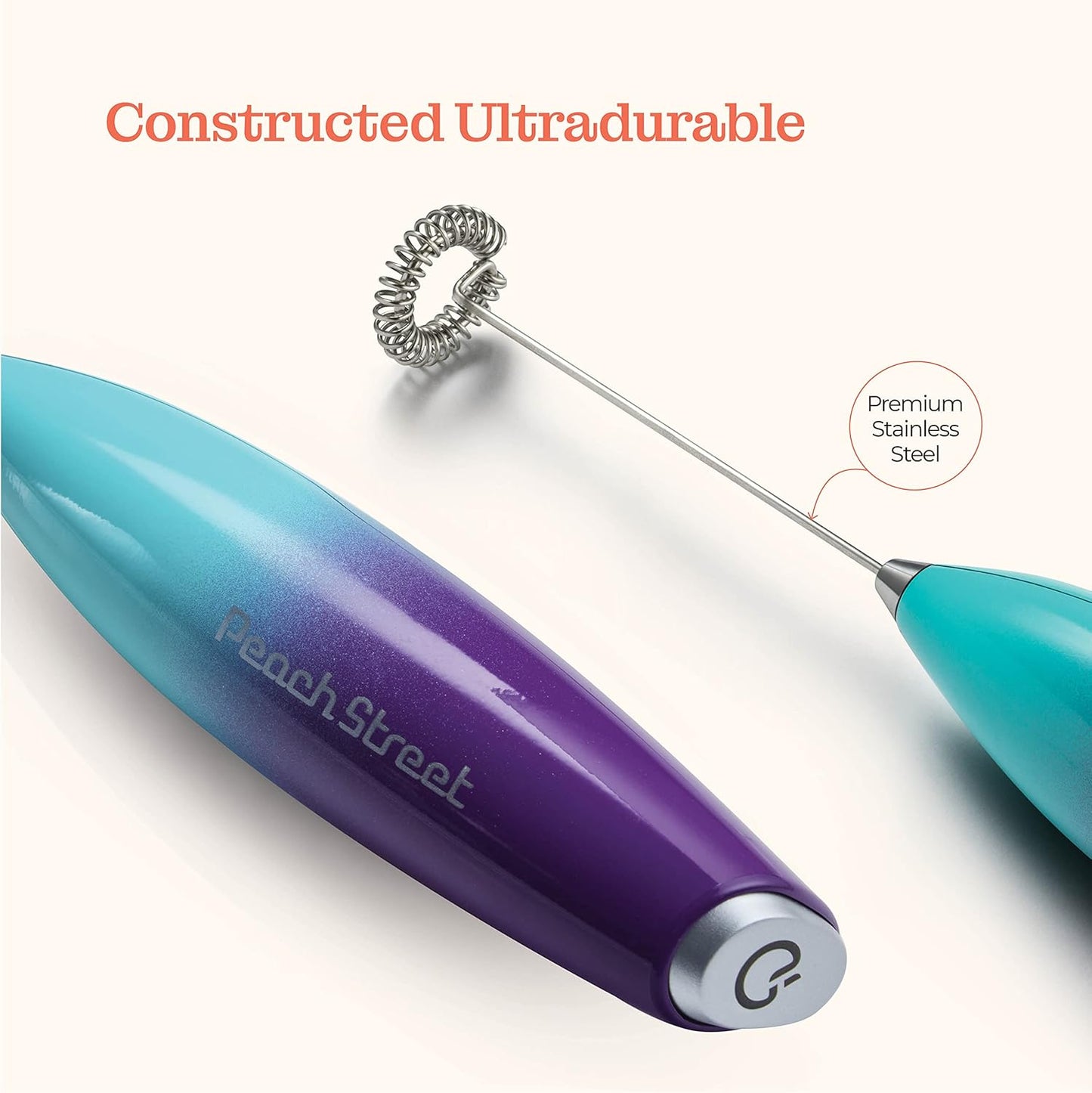 Powerful Handheld Milk Frother, Mini Battery Operated Milk Foamer, Stainless Steel Drink Mixer for Coffee, Lattes,