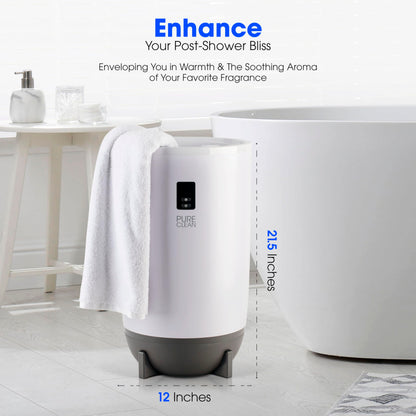 PURE CLEAN Towel Warmers Bucket, with Customized Fragrance for Spa and Bathroom, Luxury Towel Heater Gifts for Him & Her, Auto Shut Off, Fits 2 Large Towels, Blankets, Bathrobes, PJ's (Taupe)