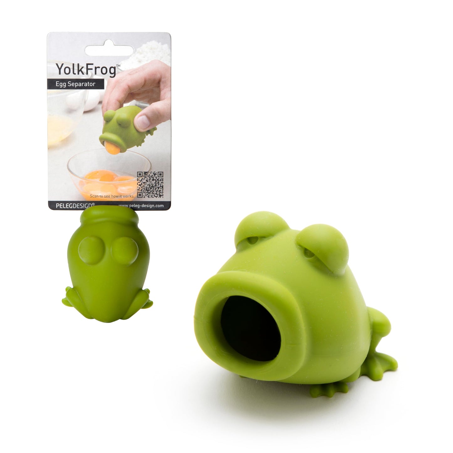 Peleg Design Egg Separator for Raw Eggs – Silicone Egg Yolk and White Separator, Funny Frog Design – Cute Kitchen Tool Gadget for Cooking/Baking
