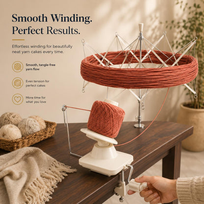 ClarArti - Yarn Swift and Ball Winder Set – Hand-Operated Yarn Winder with Umbrella Swift for Knitting, Crochet & Yarn Cakes