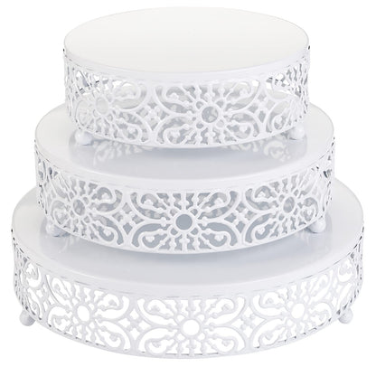 Hedume 3-Piece Cake Stand Set, Round Metal Cake Stands, Dessert Cupcake Stands, Cupcake Pastry Candy Plate for Wedding, Event, Birthday Party