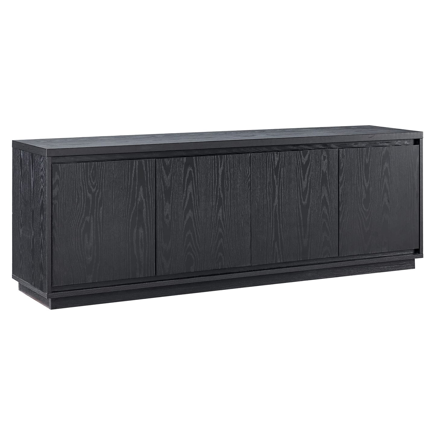 Henn&Hart TV Stand for TVs up to 75" with 2 Concealed Storage Cabinets and Adjustable Shelves for Living Room, Family Room, or Office, Natural Black