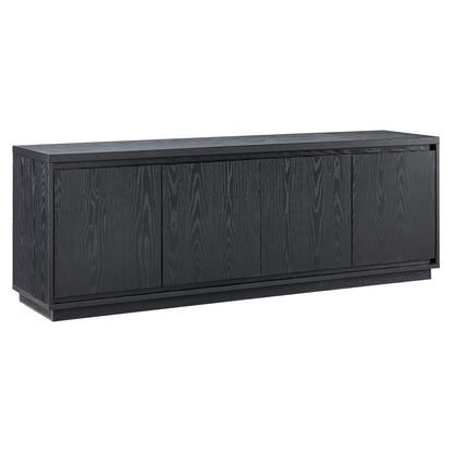 Henn&Hart TV Stand for TVs up to 75" with 2 Concealed Storage Cabinets and Adjustable Shelves for Living Room, Family Room, or Office, Natural Black