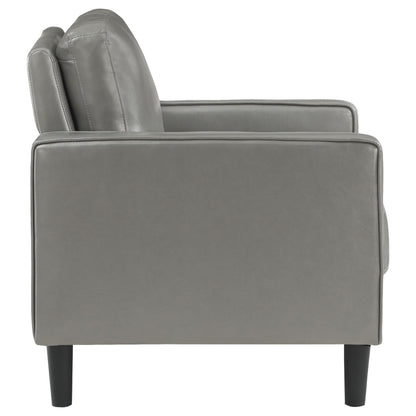 Coaster Home Furnishings - Ruth - Track Arm Accent Chair with Gray Faux Leather Upholstery, Foam Cushion and Tapered Legs - Living Room - Gray - 508367