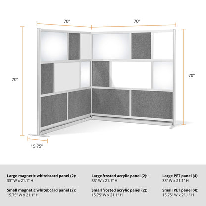 Stand Up Desk Store ReFocus Modular and Expandable Office Partition Wall System (70x70 Starter + 70x70 Extension)