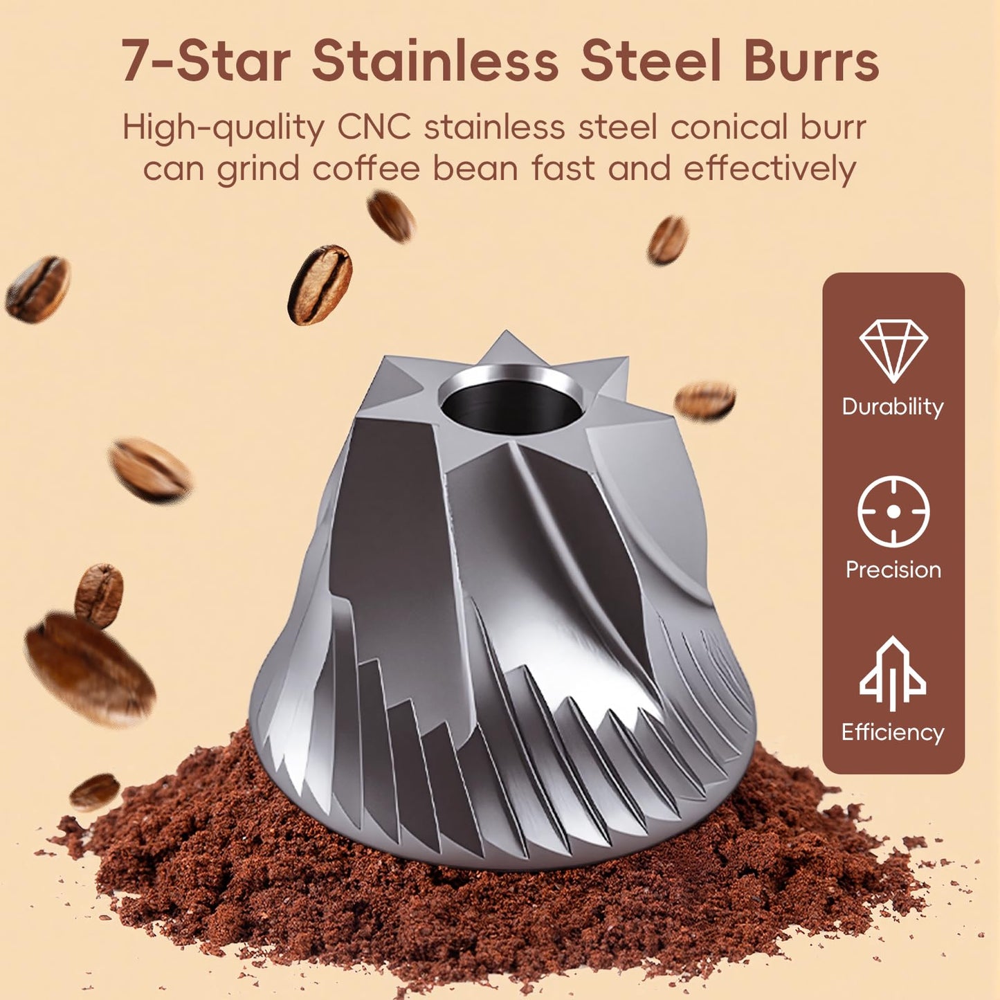 Manual Coffee Grinder with Stainless Steel Conical Grinding Burr Hand Crank Coffee Bean Grinder Mill for Espresso Pour Over French Press Moka for Office Home Camping Traveling