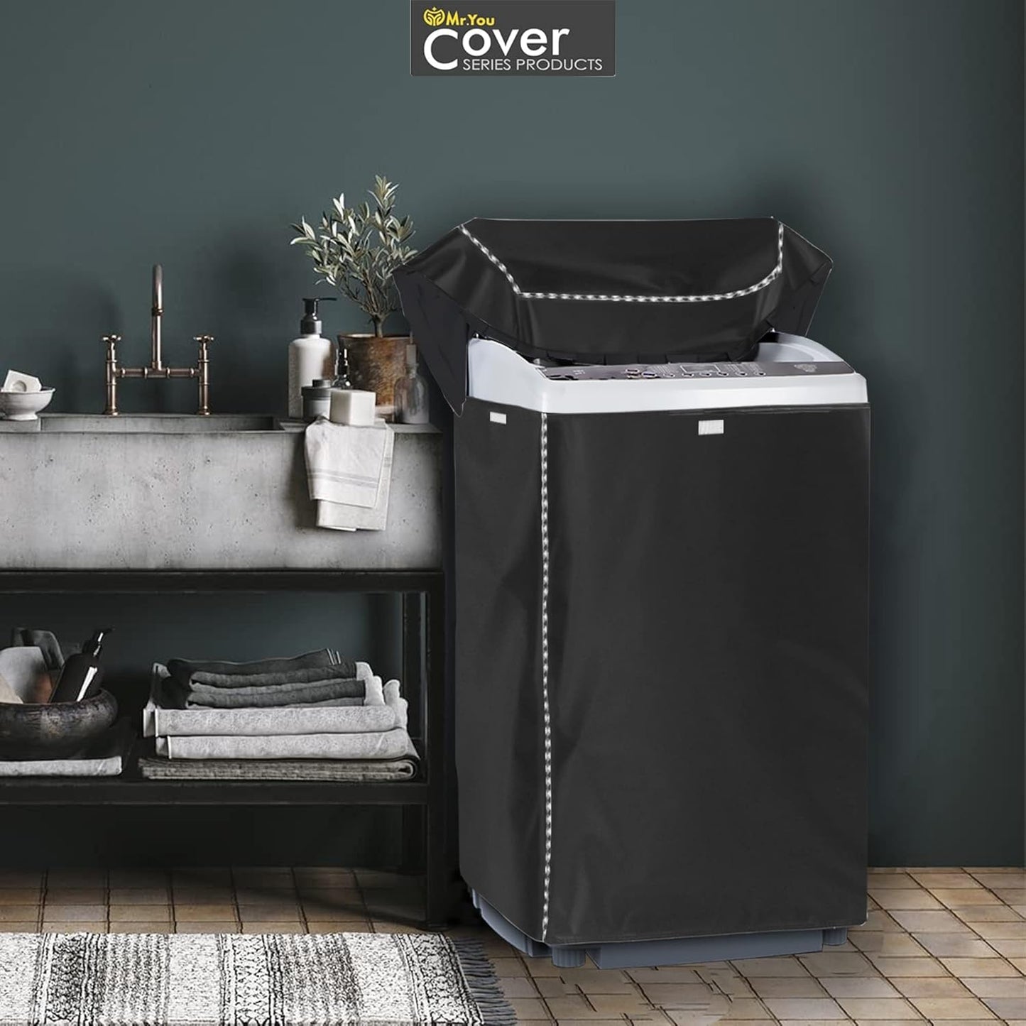 Portable Washing Machine Cover, Top Load Washer Dryer Cover, Waterproof Full-Automatic/Wheel Cover (22"22"35")