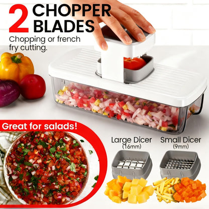 Vegetable Chopper Mandoline Slicer 8-in-1 with Container, 8 Blades for Onion, Veggie & Fruit, Easy Food Slicer Dicer Cutter, Kitchen Gadgets & Essentials