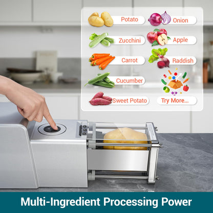 Sopito French Fry Cutter Electric Potato Cutter Stainless Steel with 1/2 & 3/8 Inch Blades for Potatoes, Carrots, Cucumbers & Onions
