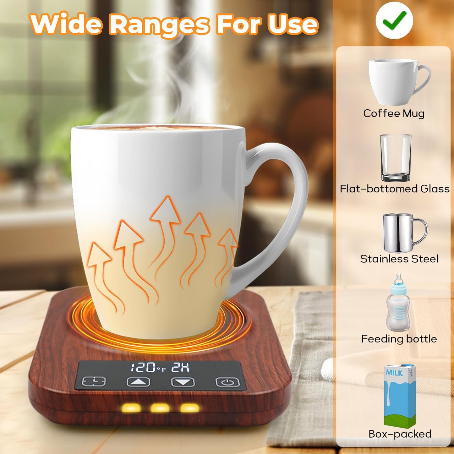 Coffee Mug Warmer - Candle Warmer, 9 Temp Coffee Cup Warmer for Desk Auto Shut Off, 1-12H Timer Smart Electric Beverage Warmer, Candle Warmer Plate Candle Melter, Heated Coffee Mug, Charging Coaster